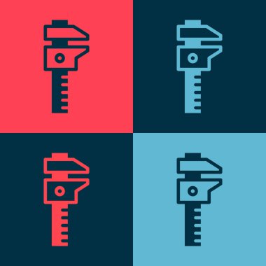 Pop Art Calliper ya da kalibre ve ölçek simgesi renk arkaplanında izole edilmiş. Hassas ölçüm aletleri. Vektör.