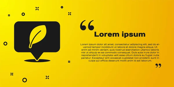 Ubicación Negra Con Icono Hoja Aislado Sobre Fondo Amarillo Concepto — Vector de stock