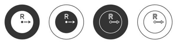 Черный Радиус Значок Изолирован Белом Фоне Круглая Кнопка Вектор — стоковый вектор