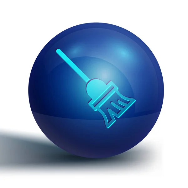 Значок Голубая Швабра Выделен Белом Фоне Концепция Уборки Синяя Кнопка — стоковый вектор