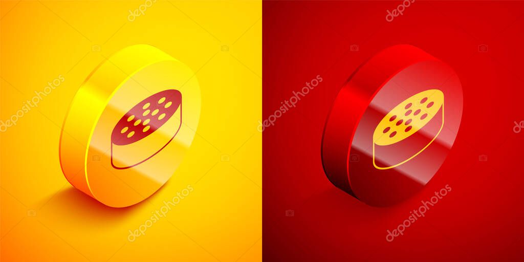 Isometric Water sensor icon isolated on orange and red background. Circle button. Vector.