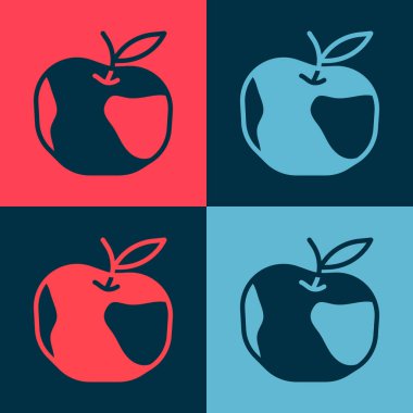 Pop Art Apple simgesi renk arkaplanında izole edildi. Fazla kilolu. Sağlıklı diyet menüsü. Fitness diyeti elması. Vektör.