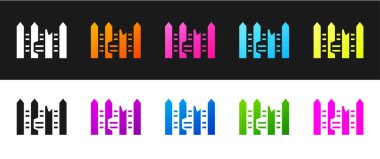 Bahçe çiti ahşap simgesini siyah beyaz arkaplanda izole et. Vektör.