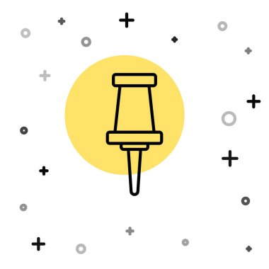 Siyah çizgi itme simgesi beyaz arkaplanda izole edildi. Raptiye işareti. Rastgele dinamik şekiller. Vektör.