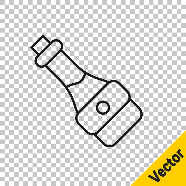 Línea Negra Icono Botella Salsa Soja Aislado Sobre Fondo Transparente — Vector de stock