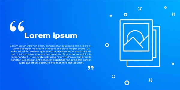 白い線青の背景に隔離された写真フレームアイコン ヴィンテージ空の写真フレーム ベクトル — ストックベクタ