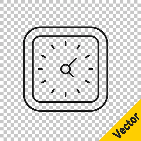 Ligne Noire Icône Horloge Isolé Sur Fond Transparent Symbole Temporel — Image vectorielle