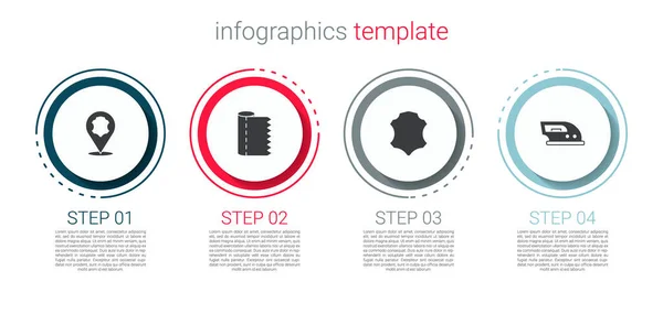 Set Cuero Rollo Tela Textil Plancha Eléctrica Plantilla Infografía Empresarial — Vector de stock