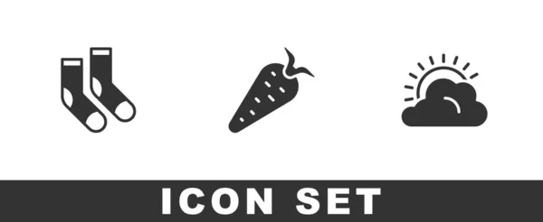 Set Sokken Wortel Zon Weer Icoon Vector — Stockvector