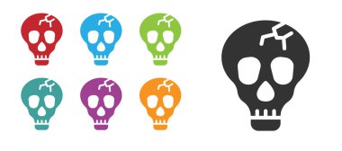 Siyah Kafatası simgesi beyaz arkaplanda izole edildi. Mutlu Cadılar Bayramı Partisi. Simgeleri renklendirin. Vektör