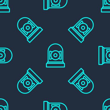 Yeşil çizgi alarm simgesini çalıyordu. Mavi arkaplanda izole edilmiş pürüzsüz desen vardı. Alarm sembolü, servis zili, el zili işareti, uyarı sembolü. Vektör