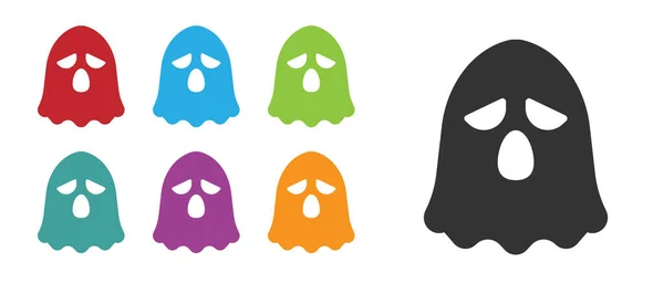 Ícone fantasma preto isolado no fundo branco. Feliz festa de Halloween. Definir ícones coloridos. Vetor — Vetor de Stock