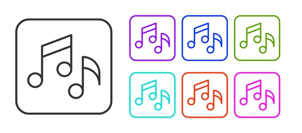 Zwarte lijn Muzieknoot, toon icoon geïsoleerd op witte achtergrond. Stel pictogrammen kleurrijk. Vector — Stockvector