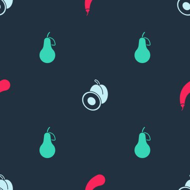 Patlıcan, erik meyvesi ve armudu pürüzsüz desene ayarlayın. Vektör