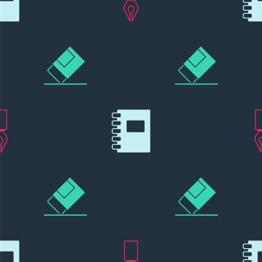 Fıskiye ucu, sarmal defter ve silgi ya da kauçuğu pürüzsüz desene ayarlayın. Vektör