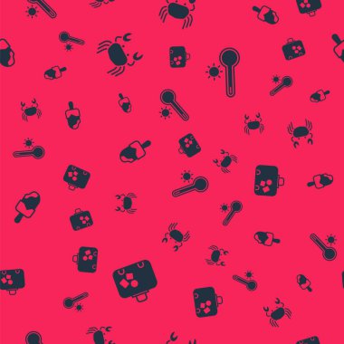 Çanta, Yengeç, Dondurma ve Meteoroloji termometresini kusursuz desene ayarlayın. Vektör