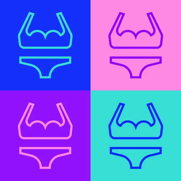 Pop linii sztuki ikona strój kąpielowy izolowane na tle koloru. Wektor — Wektor stockowy