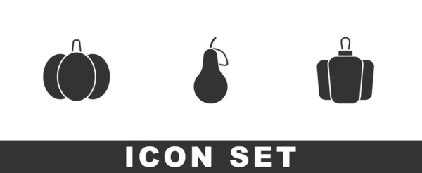 Set Pompoen, peer en paprika pictogram. Vector — Stockvector