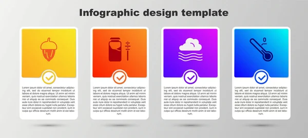 Set Acorn, pot honing en dipper stick, Winderig weer en Meteorologie thermometer. Bedrijfsinfographic sjabloon. Vector — Stockvector