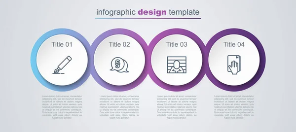 Fijar línea Pluma estilográfica, Ley, Prisionero y Juramento de la Santa Biblia. Plantilla de infografía empresarial. Vector — Vector de stock