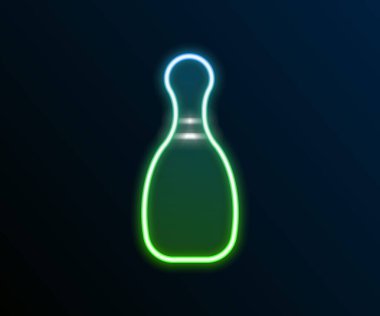 Parlayan neon hattı, siyah arkaplanda izole edilmiş bovling lobut simgesi. Renkli taslak konsepti. Vektör