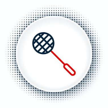 Line Tennis raket simgesi beyaz arkaplanda izole edildi. Spor malzemeleri. Renkli taslak konsepti. Vektör