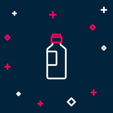 Mavi arka planda izole edilmiş bir şişe su ikonu. Soda su içme tabelası. Renkli taslak konsepti. Vektör