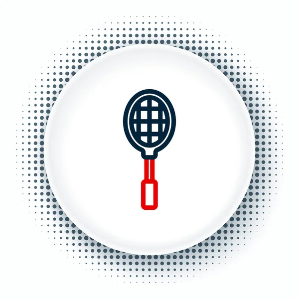 Line Tennis racket icon isolated on white background. Sport equipment. Colorful outline concept. Vector — Stock Vector