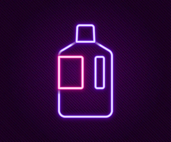 Linea neon luminosa Bottiglia grande con icona dell'acqua pulita isolata su sfondo nero. Contenitore di plastica per il dispositivo di raffreddamento. Concetto di contorno colorato. Vettore — Vettoriale Stock