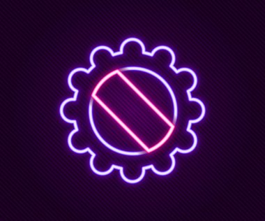 Parlayan neon hattı şişe kapağı simgesi siyah arkaplanda izole edildi. Renkli taslak konsepti. Vektör