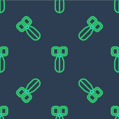 Çizgi Makas simgesi mavi arkaplanda izole edilmiş pürüzsüz desen. Alet kesme işareti. Vektör