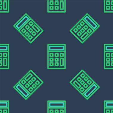 Satır Hesaplayıcı simgesi mavi arkaplanda izole edilmiş kusursuz desen. Muhasebe sembolü. İş hesaplamaları matematik eğitimi ve finans. Vektör