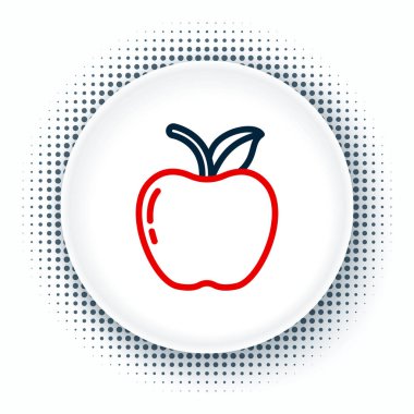 Apple çizgi simgesi beyaz arkaplanda izole edildi. Yaprak sembollü meyve. Renkli taslak konsepti. Vektör