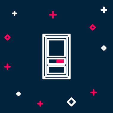 Satır kapatılmış kapı simgesi mavi arkaplanda izole edildi. Renkli taslak konsepti. Vektör