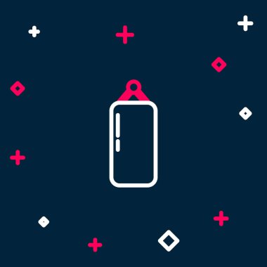 Hat Kum Torbası simgesi mavi arkaplanda izole edildi. Renkli taslak konsepti. Vektör