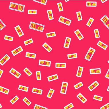 Kitap simgesine sahip satır rafı kırmızı arkaplanda izole edilmiş pürüzsüz desen. Raflar işaretli. Vektör