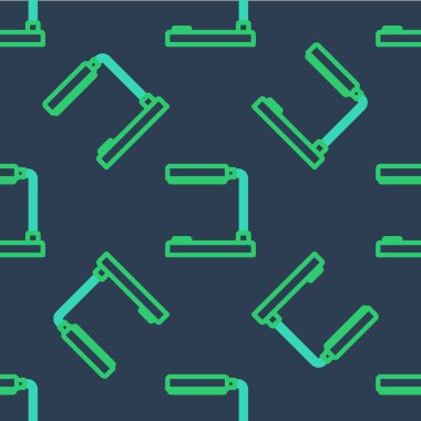 Çizgi masa lambası simgesi mavi arkaplanda izole edilmiş kusursuz desen. Ofis lambası. Vektör