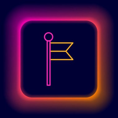 Parlayan neon çizgisi simgesi siyah arkaplanda izole edildi. Yer belirleyici sembol. Renkli taslak konsepti. Vektör