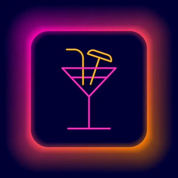 Gloeiende neon lijn Cocktail icoon geïsoleerd op zwarte achtergrond. Kleurrijk concept. Vector — Stockvector
