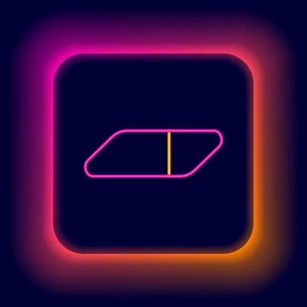 Gloeiende neon lijn Eraser of rubber pictogram geïsoleerd op zwarte achtergrond. Kleurrijk concept. Vector — Stockvector