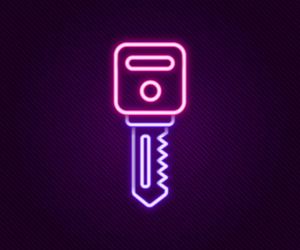 Icono de la llave de la casa de línea de neón brillante aislado sobre fondo negro. Concepto de esquema colorido. Vector — Vector de stock