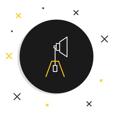 Line Movie spot ışığı simgesi beyaz arkaplanda izole edildi. Işık efekti. Sahne, Stüdyo, Gösteri. Renkli taslak konsepti. Vektör