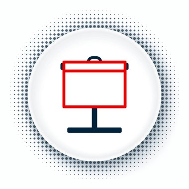 Çizgi Projeksiyon ekranı simgesi beyaz arkaplanda izole edildi. İş sunumu slaytlar, bilgi grafikleri ve video gibi görsel içerikler. Renkli taslak konsepti. Vektör