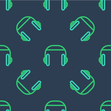 Hat Kulaklığı simgesi mavi arka planda izole edilmiş pürüzsüz desen. Müşteri hizmetleri, yardım hattı, çağrı merkezi, faq, bakım. Vektör