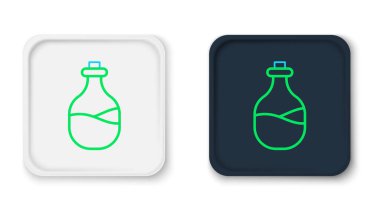 Beyaz arka planda izole edilmiş eski bir şişe şarap ikonu. Renkli taslak konsepti. Vektör