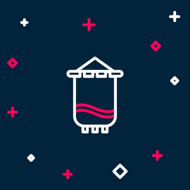 Mavi arkaplanda Ortaçağ bayrağı simgesi izole edildi. Bir kral ya da kraliçe tarafından yönetilen ülke, devlet ya da bölge. Renkli taslak konsepti. Vektör