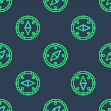 Pusula simgesi mavi arkaplanda izole edilmiş. Rüzgâr yön bulma sembolü. Rüzgar gül işareti. Vektör