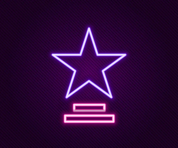 Zářící neonová linie Film trofej ikona izolované na černém pozadí. Ikona ocenění Akademie. Filmy a filmový symbol. Barevný koncept. Vektor — Stockový vektor