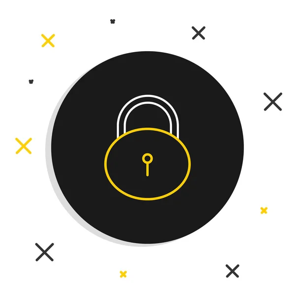 Line Lock ikon elszigetelt fehér háttér. Lakat jel. Biztonság, biztonság, védelem, adatvédelem. Színes vázlat koncepció. Vektor — Stock Vector