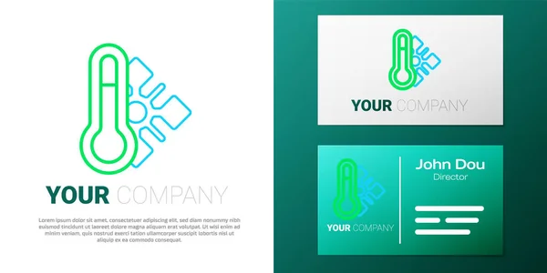 Linea Termometro Meteorologia icona di misurazione isolato su sfondo bianco. Apparecchiatura termometrica che mostra tempo caldo o freddo. Concetto di contorno colorato. Vettore — Vettoriale Stock